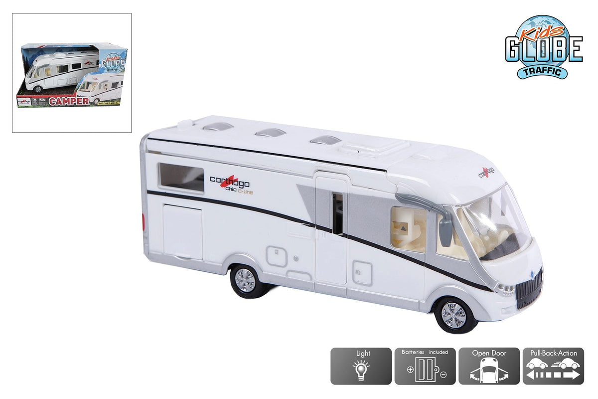Kids Globe Carthago camper die cast met licht pb 16cm