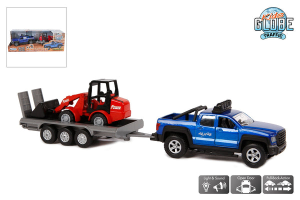 Kids Globe Terreinwagen aanhanger en shovel licht geluid 30cm