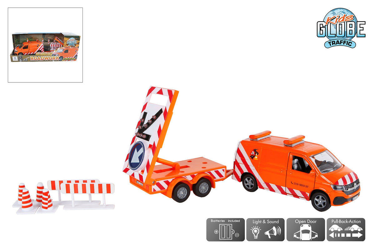 Kids Globe Volkswagen Transporter met pijlwagen met licht die cast pb 27,5cm