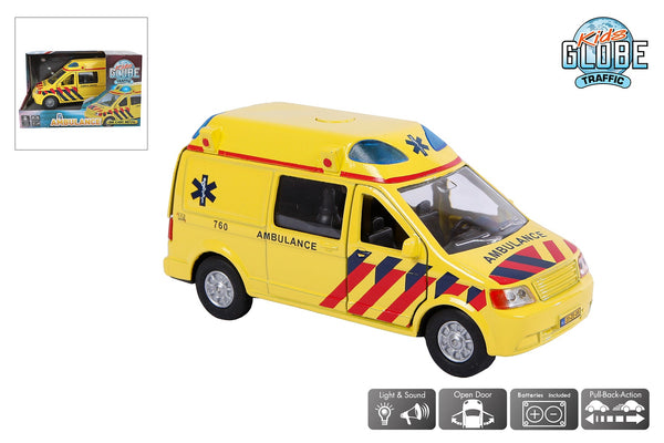 Kids Globe Ambulance NL die cast pb licht en geluid 13cm