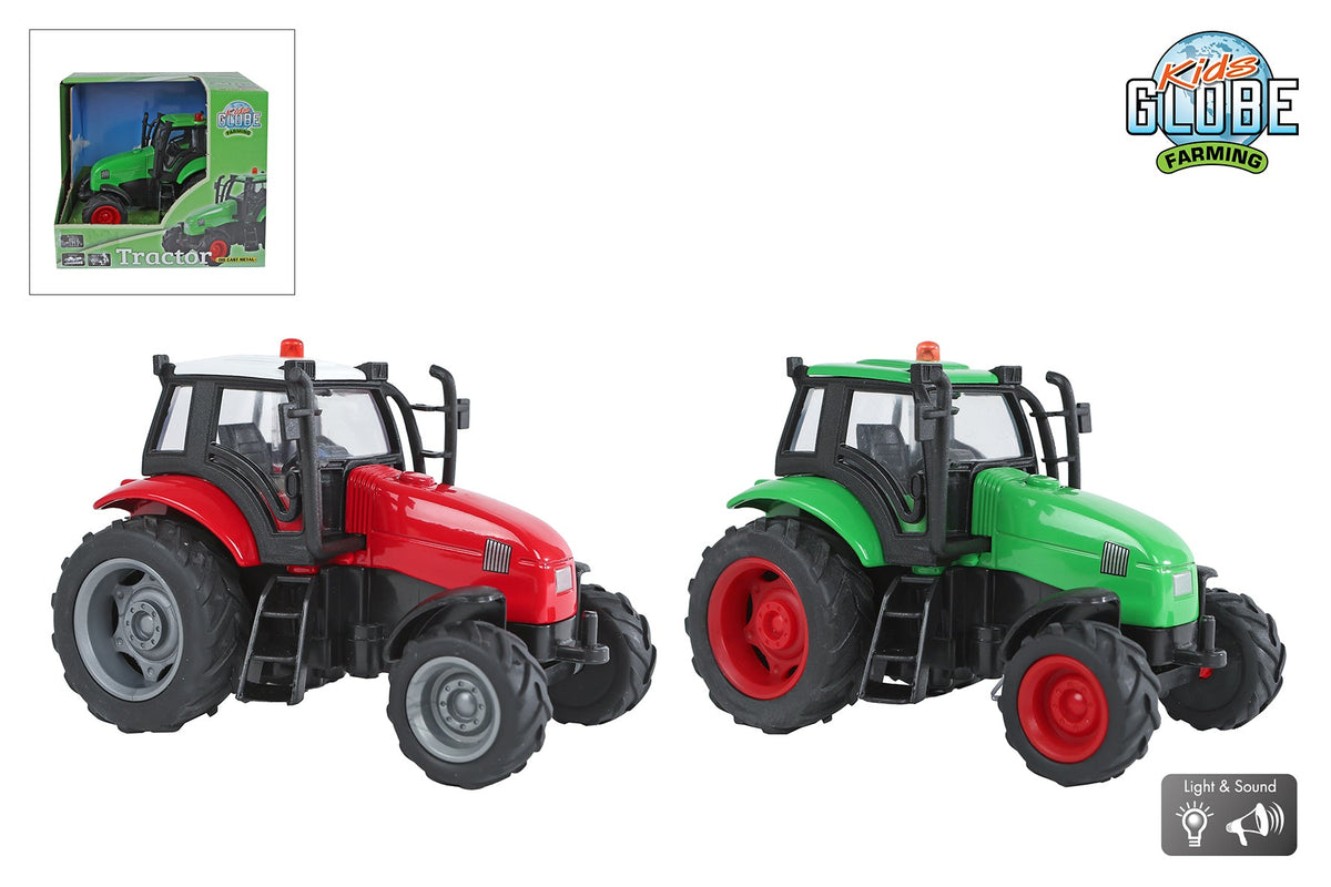 Kids Globe tractor die cast licht geluid 2ass 11cm