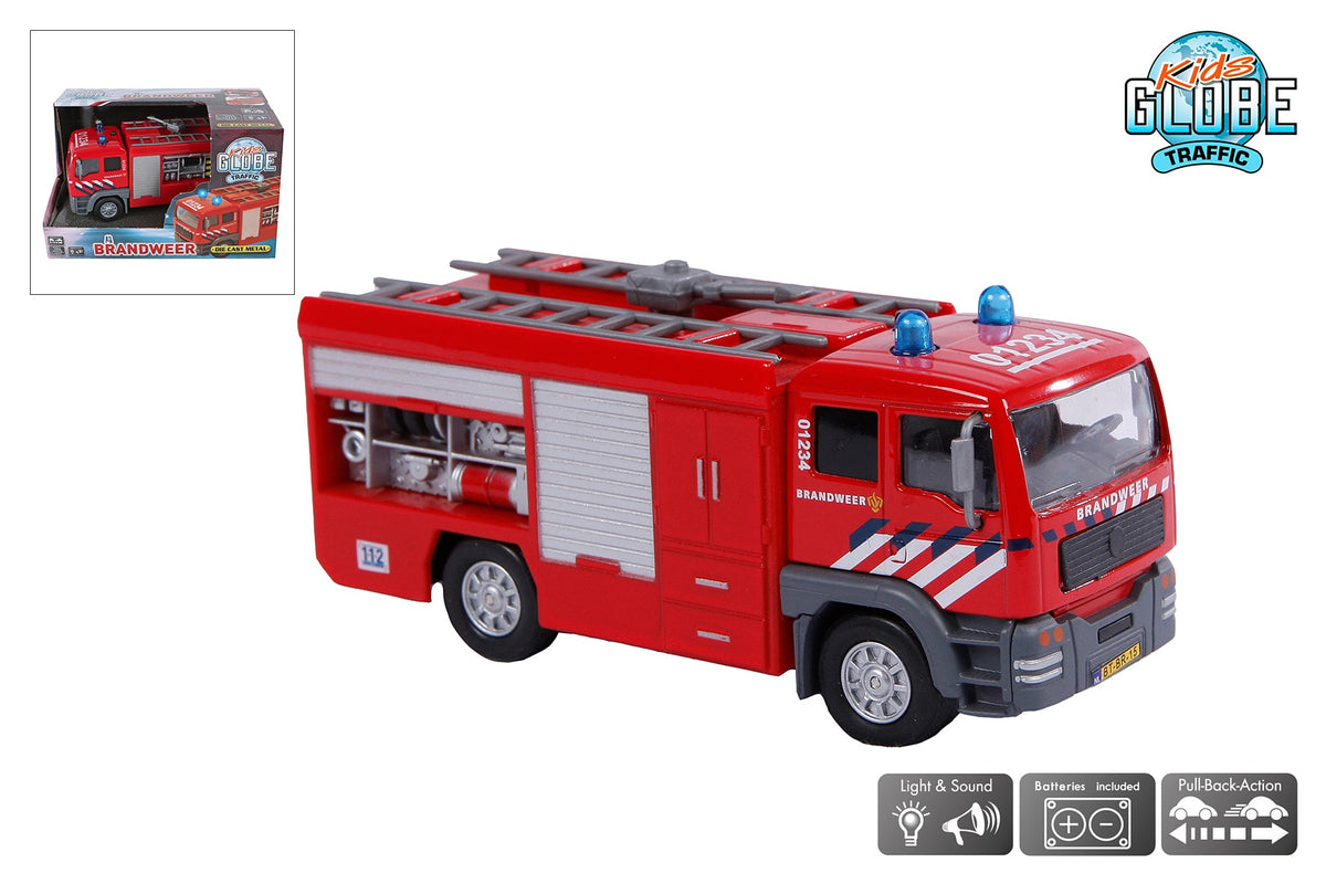 Kids Globe brandweer tankauto NL die cast pb licht geluid 13cm
