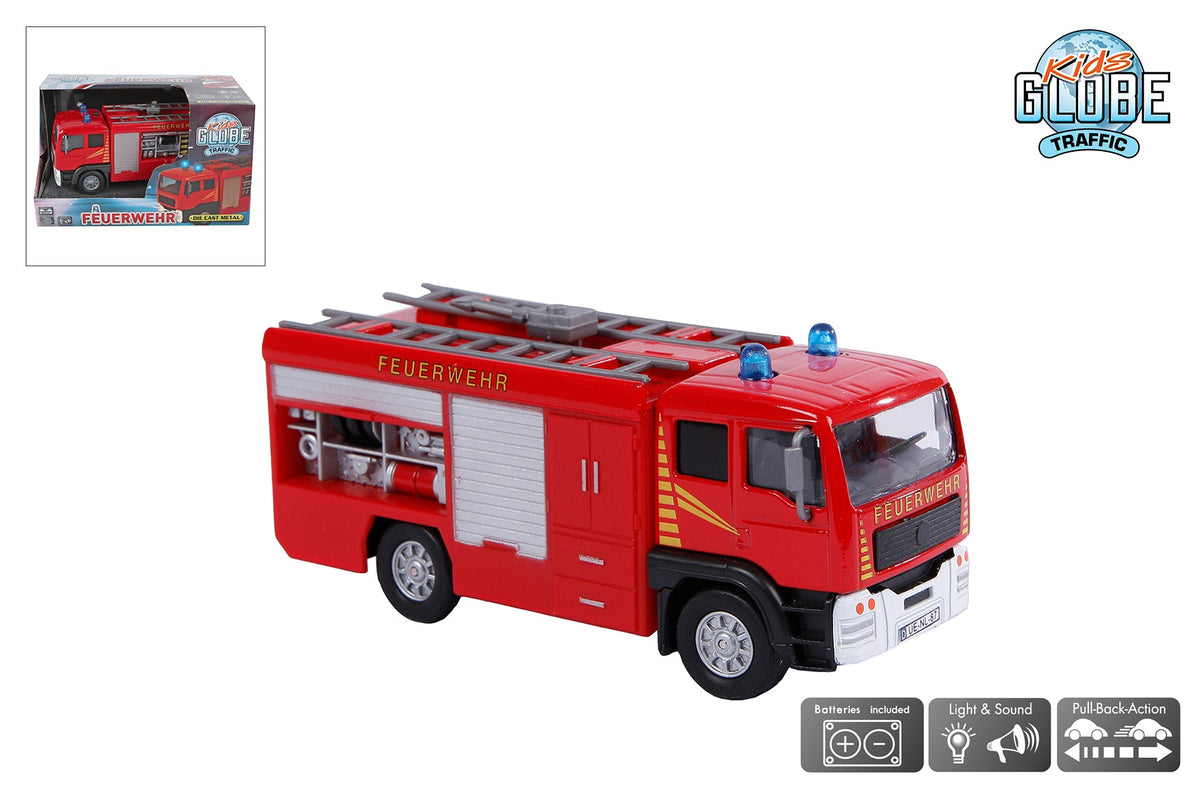 Kids Globe Brandweer tankauto DE die cast licht geluid pb 13cm