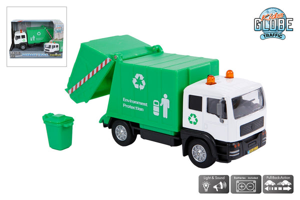 Kids Globe vuilniswagen die cast licht en geluid pb 15cm