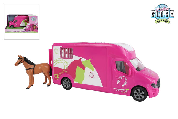 Kids Globe Anemone paardentruck die cast licht geluid roze 1:36 20cm