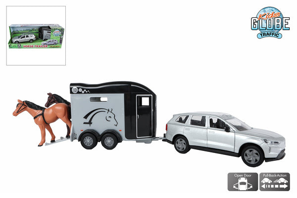 Kids Globe Volvo EX90 met Cheval Liberte paardentrailer die cast pull back 28cm