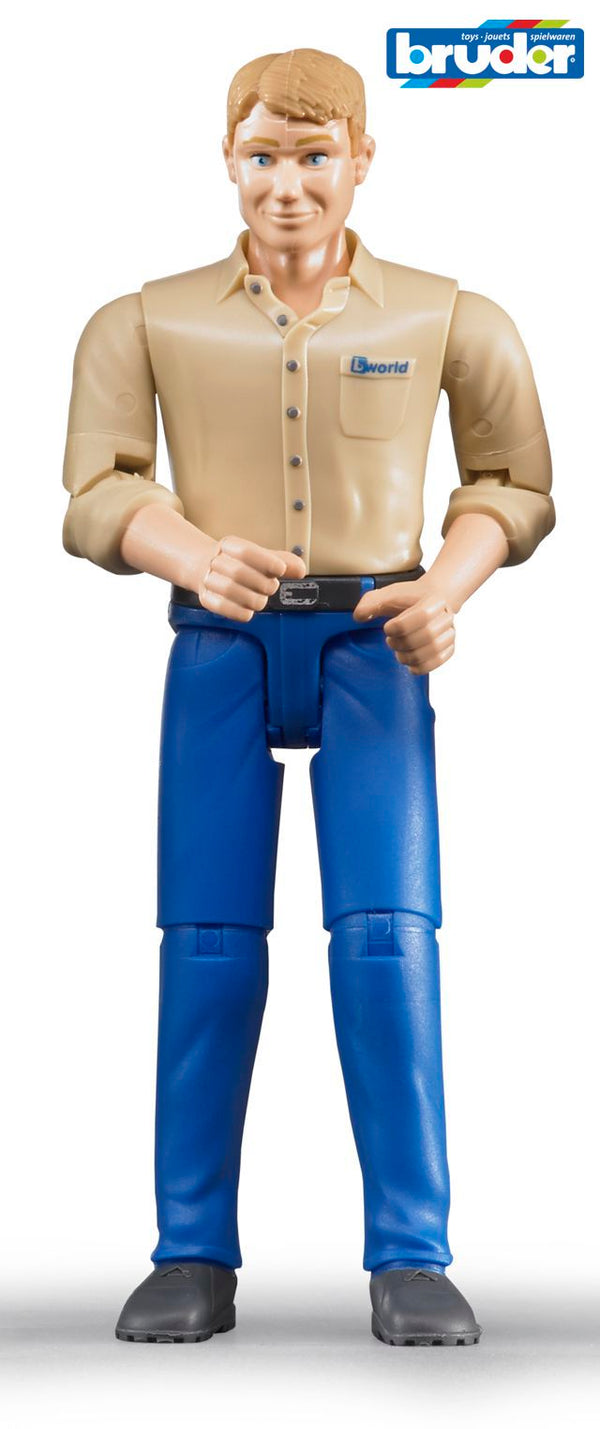 Bruder man met blanke huid en blauwe broek 10,7cm (60006)