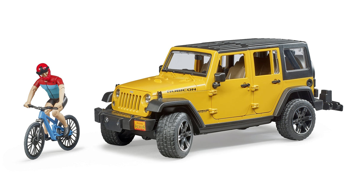 Bruder Jeep Wrangler Rubicon unlimited met mountainbiker (02543)