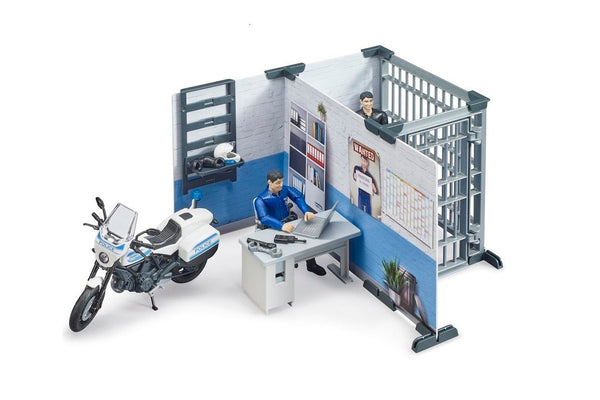 Bruder bworld Politiekantoor, -cel en -motorfiets (62732)