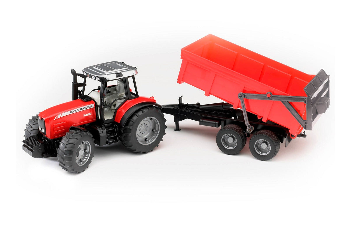 Bruder Massey Ferguson 7480 met  kiepwagen (02045)