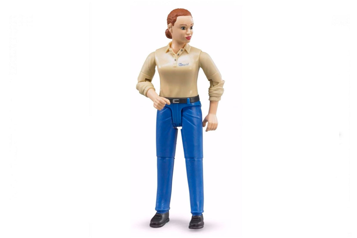 Bruder vrouw met blanke huid en blauwe broek 10,7cm (60408)