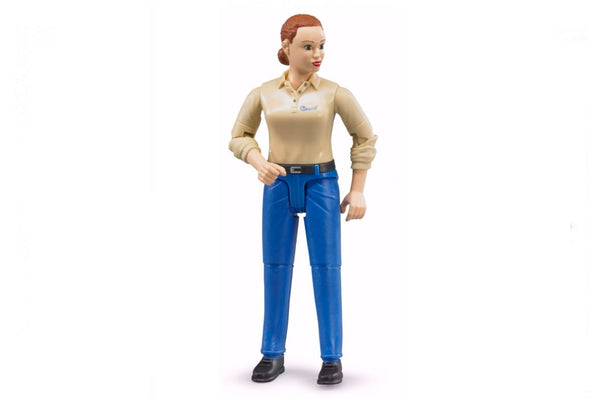 Bruder vrouw met blanke huid en blauwe broek 10,7cm (60408)