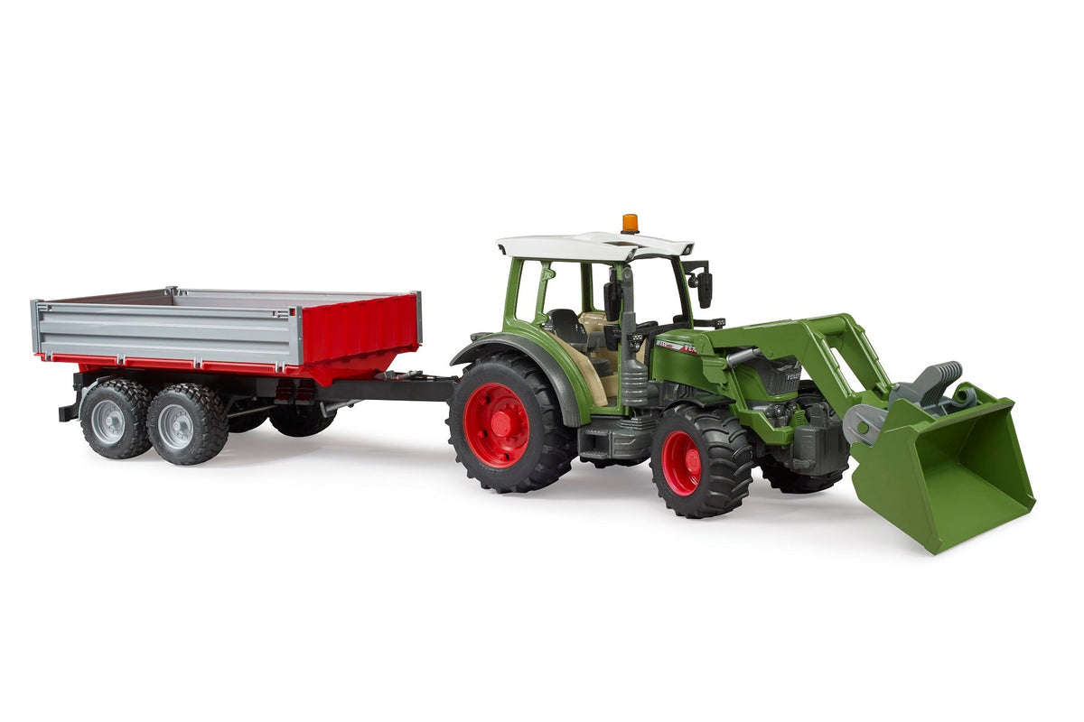 Bruder Fendt Vario 211 met voorlader en kiep trailer (02182)