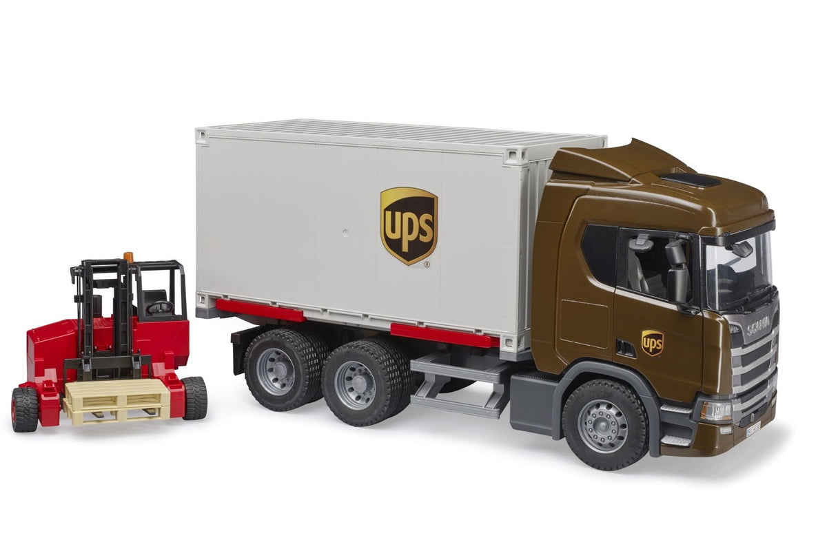 Bruder Scania Super 560R UPS Vwagen met vorkheftruck (03582)