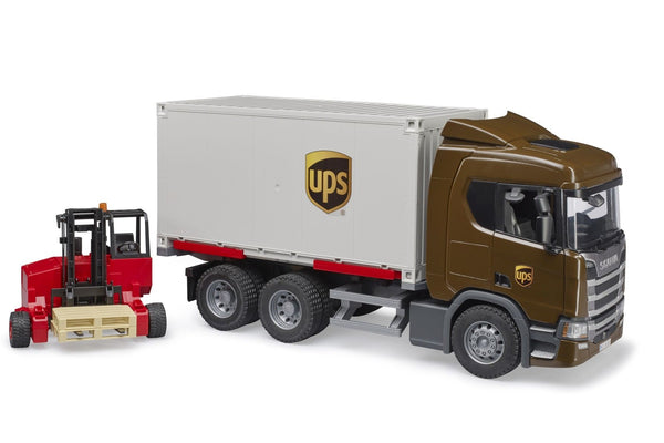Bruder Scania Super 560R UPS Vwagen met vorkheftruck (03582)