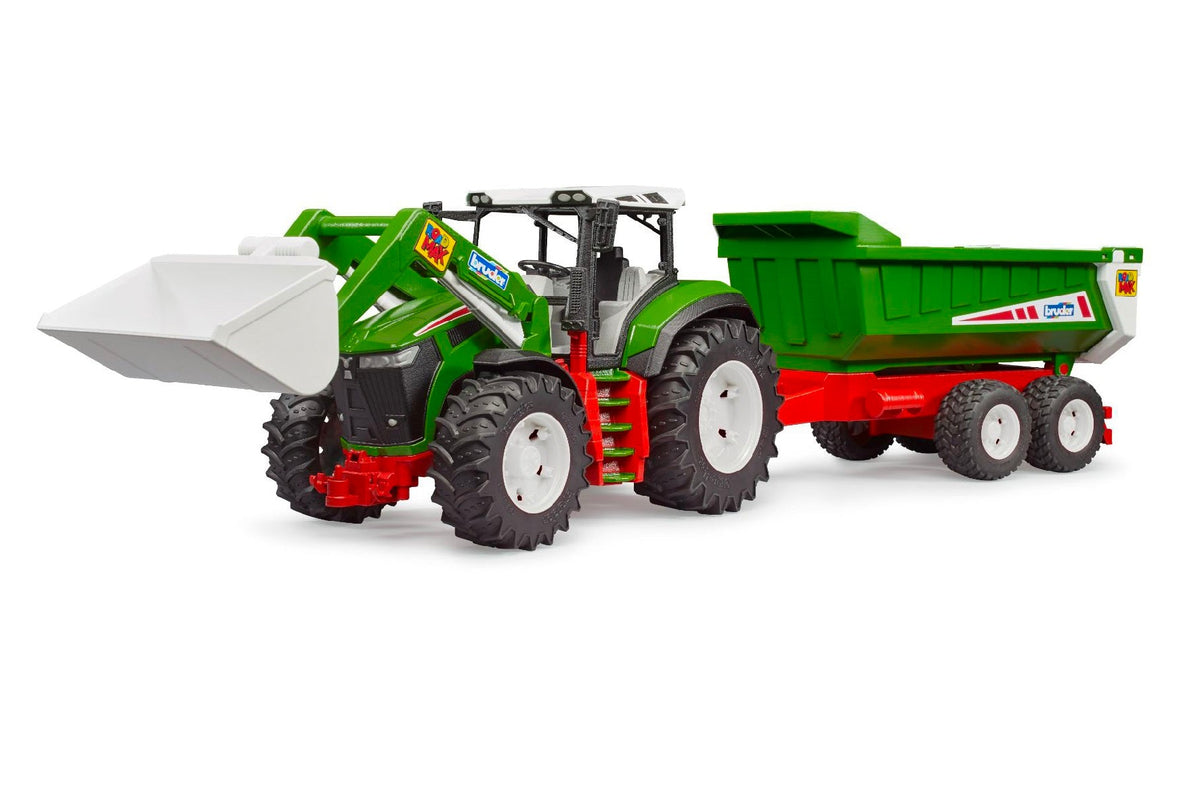 Bruder Roadmax tractor met frontlader en aanhanger (03452)