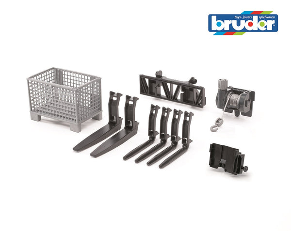 Bruder Frontlader onderdelen: touwhaspel/pallet/heftruckvork (02318)