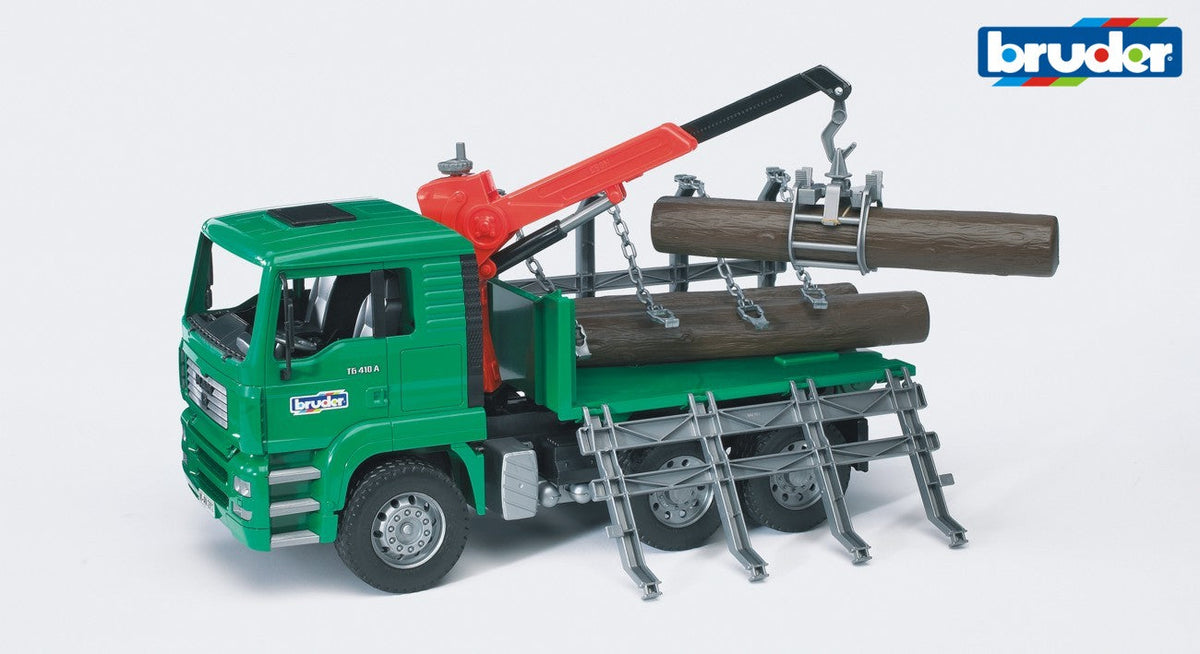 Bruder houttransporter MAN met kraan/boomstammen (02769)
