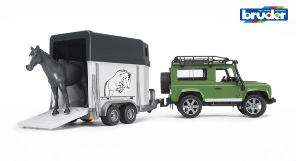 Bruder Land Rover Defender met paardentrailerr (02592)