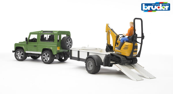 Bruder Land Rover met trailer en graafmachine (02593)