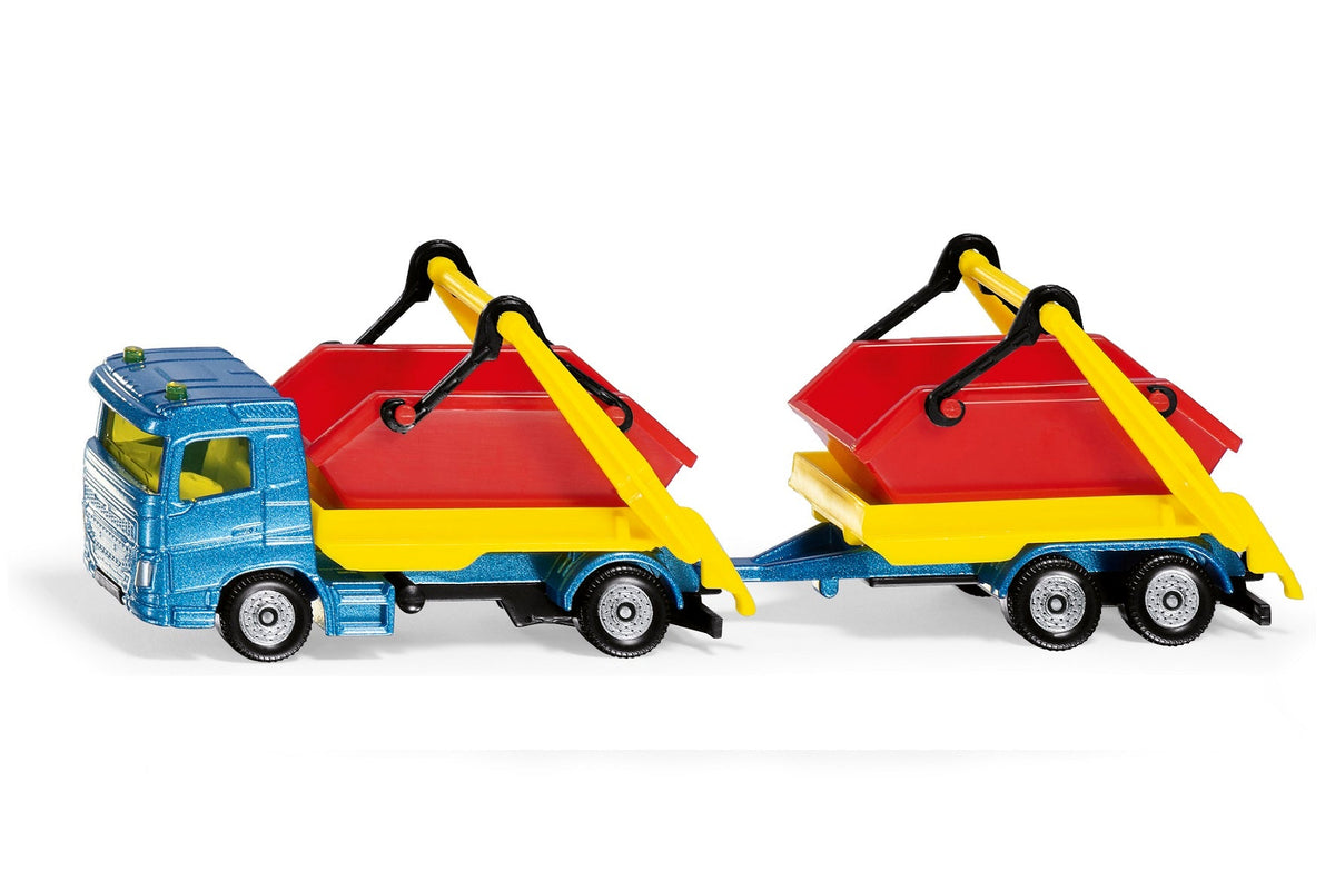 Siku vrachtwagen met afvalcontainer en aanhanger (1695)