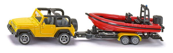 Siku jeep met boot op aanhanger (1658)