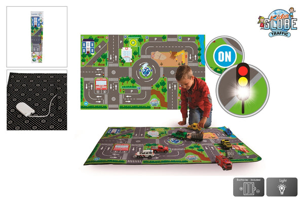 Kids Globe verkeerskleed stad met led verkeerslichten 72x120cm