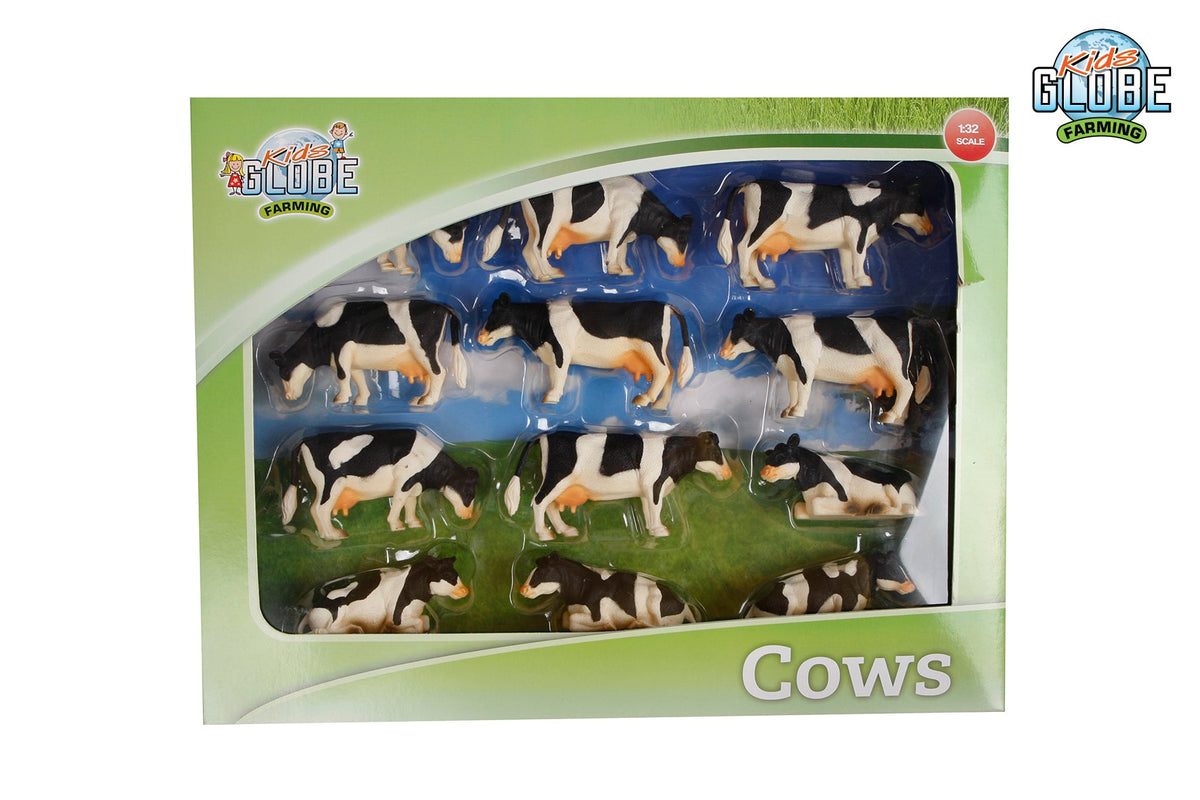 Kids Globe koeien zwart/wit liggend en staand 12stuks 1:32