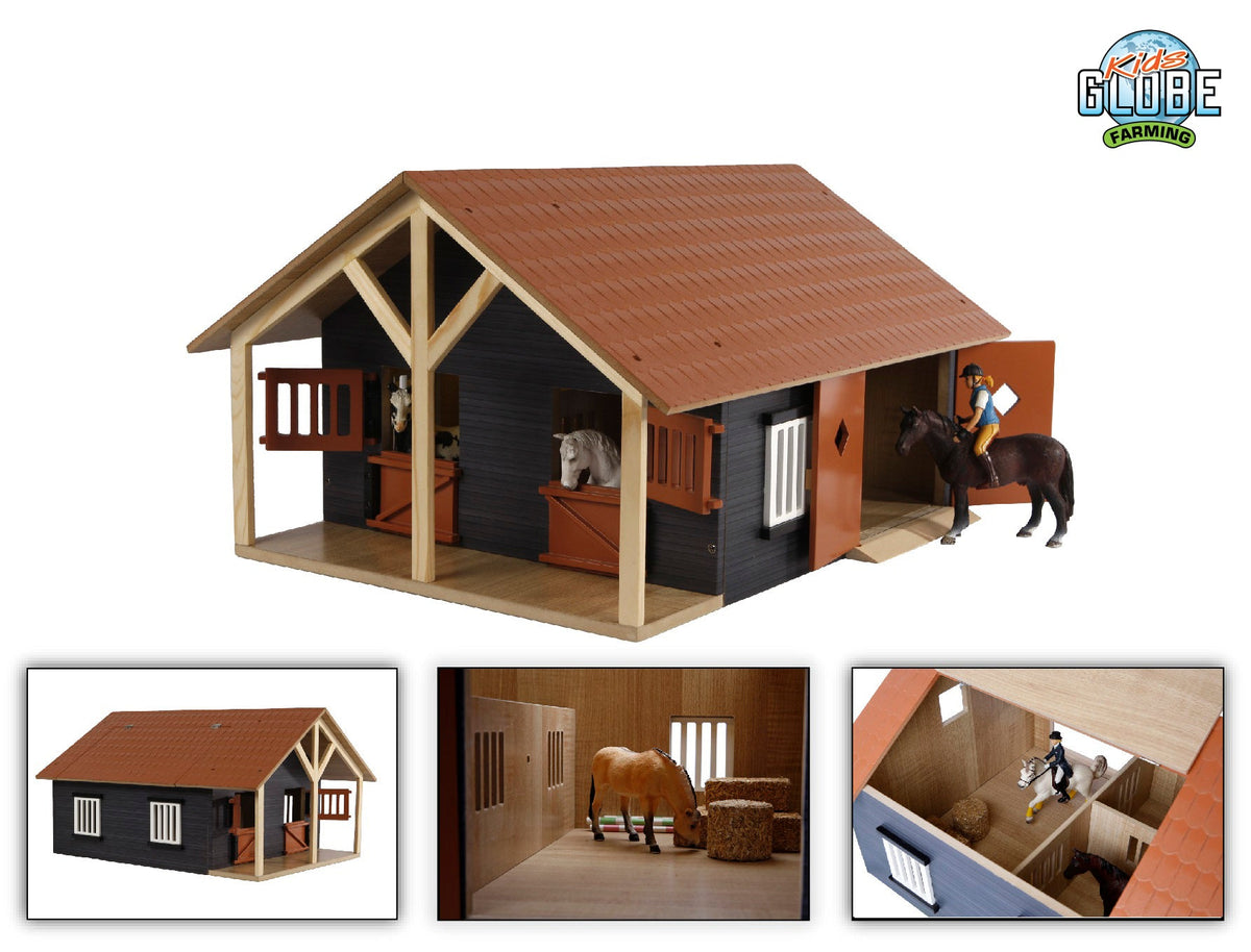 Kids Globe paardenstal met 2 boxen en berging 1:24 51x40,5x27,5cm