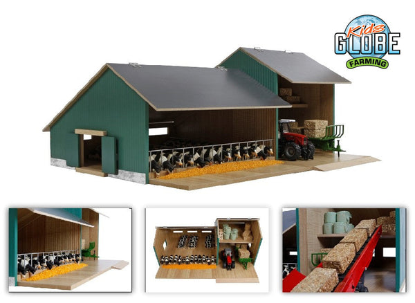 Kids Globe stal met landbouwloods 1:32 55x72x31cm