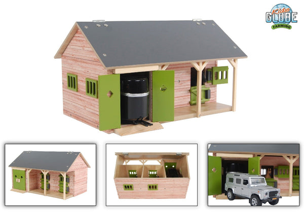 Kids Globe paardenstal met 2 boxen en berging 1:32 34x22x19cm
