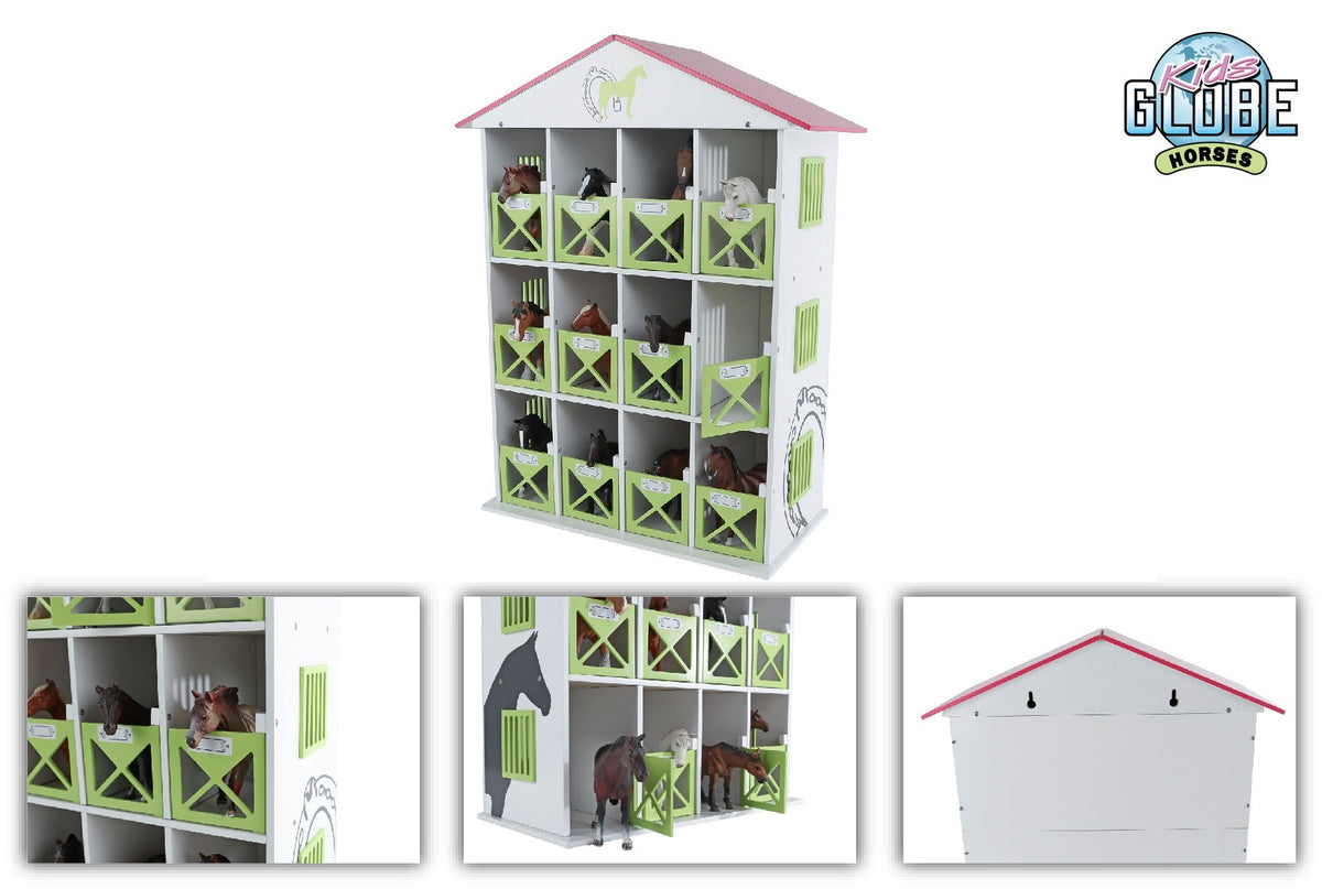 Kids Globe paardenstal hotel met 12 boxen 1:24 19x41x53cm