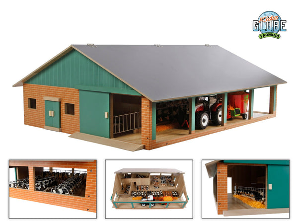 Kids Globe ligboxenstal met melkunit 1:32 75x60x26,5cm