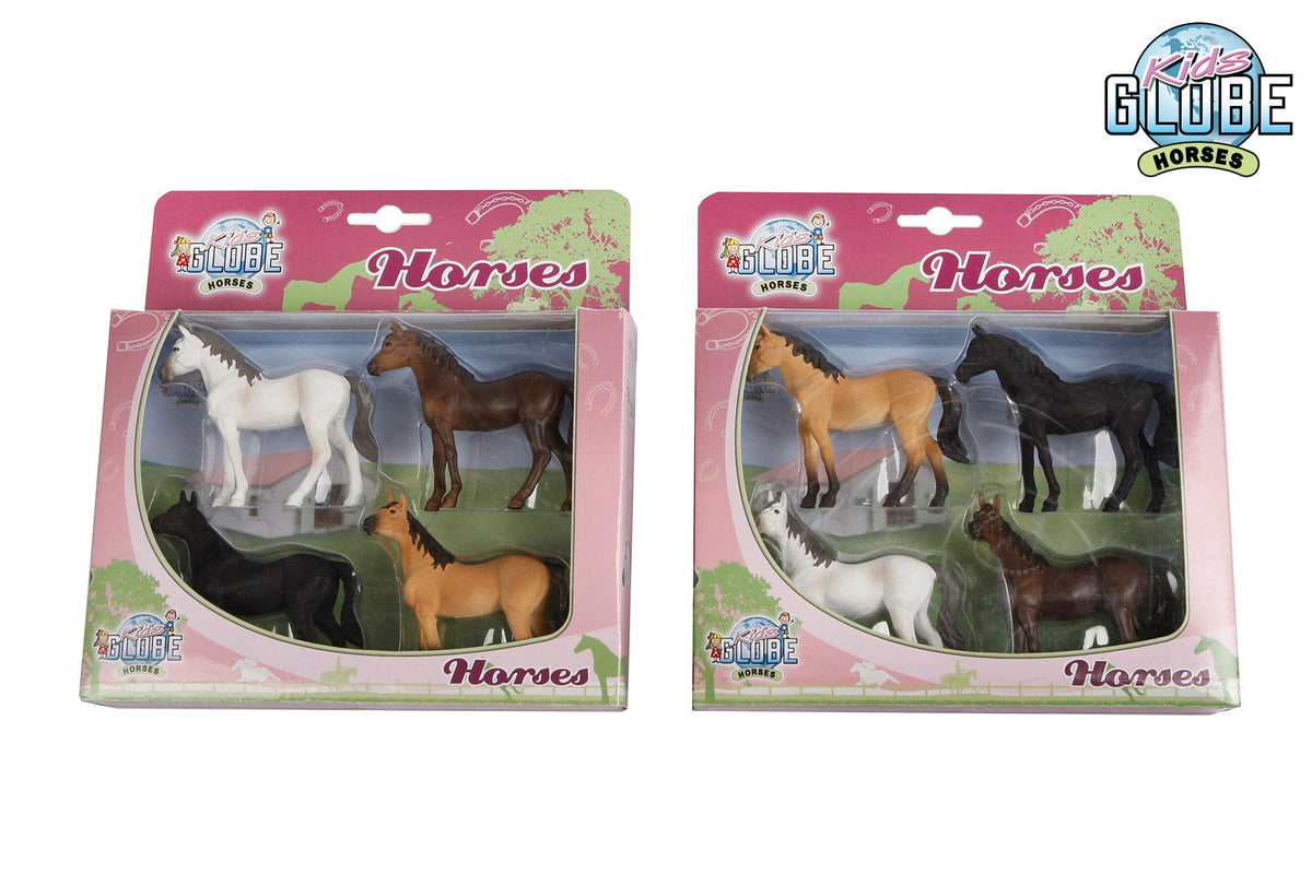 Kids Globe Horses 4 paarden 1:32 2ass