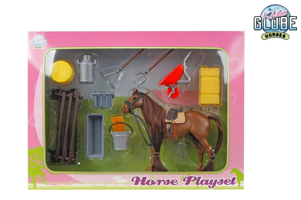 Kids Globe speelset met paard 13cm en accessoires